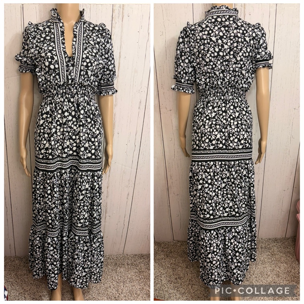 Max Studio Black and White Floral Maxi Dress XS